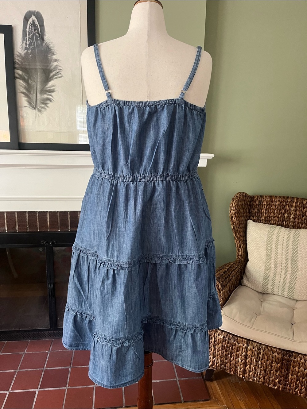 Lane Bryant Chambray Denim Tiered Midi Dress with Pockets | Size 18 - Picture 4 of 8